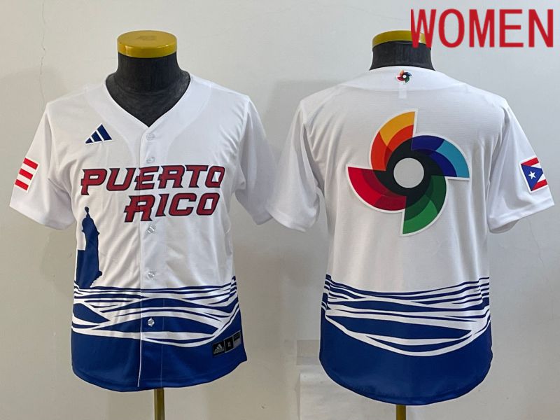 Women 2023 World Cub Blank White MLB Jersey4->women mlb jersey->Women Jersey